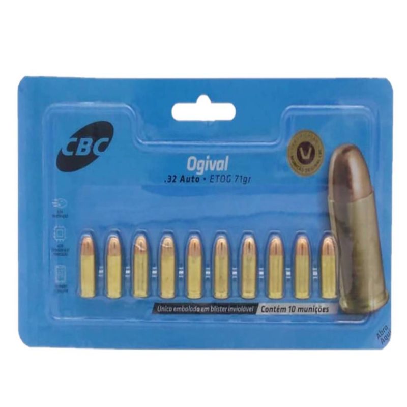 Munição .32 AUTO 7,65 ETOG 71 GR CBC BLST C/ 10 UN