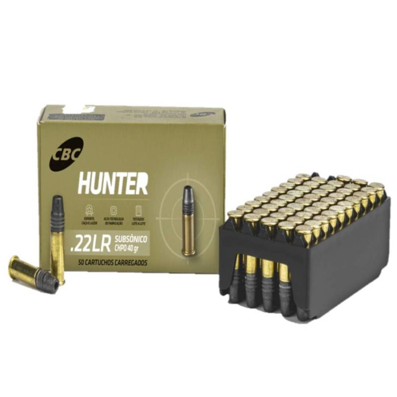Munição .22 LR CHPO 33GR HUNTER HYPER CBC Cx c/ 50 UN