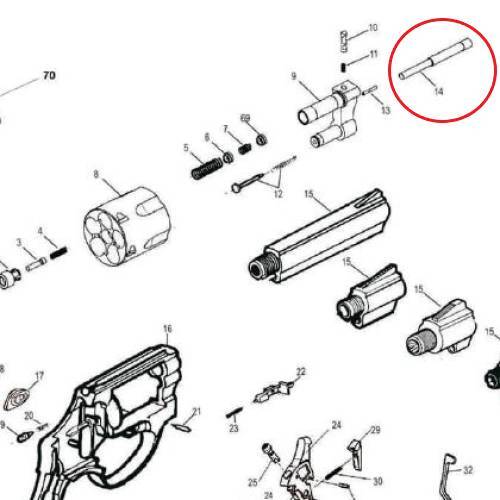 Vareta do Extrator Taurus RT817 Original – Peça de Reposição Revólver