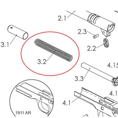 Mola Recuperadora Taurus 1911 .45 ACP Original – Peça de Reposição
